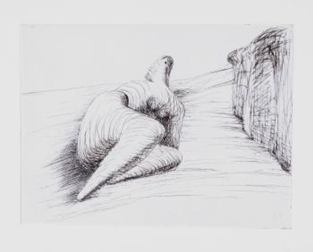 Curved reclining figure in landscape II (C.501) by Henry Moore