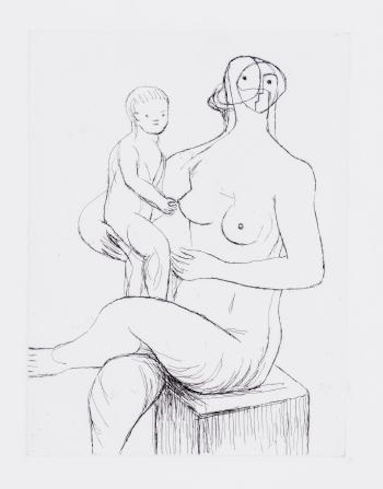 Seated mother and child (c.518) by Henry Moore