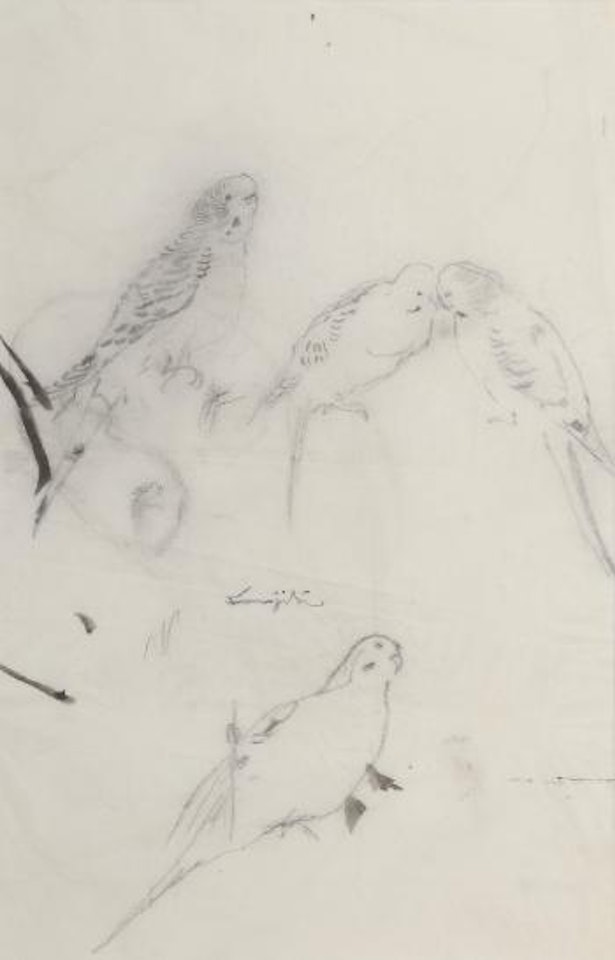 Les oiseaux sur une branche by Leonard Tsuguharu Foujita