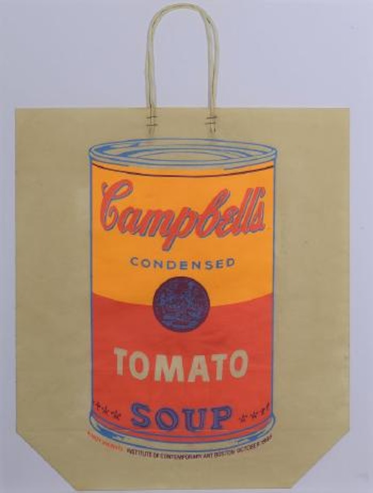 Campbell's soup can on shopping bag by Andy Warhol