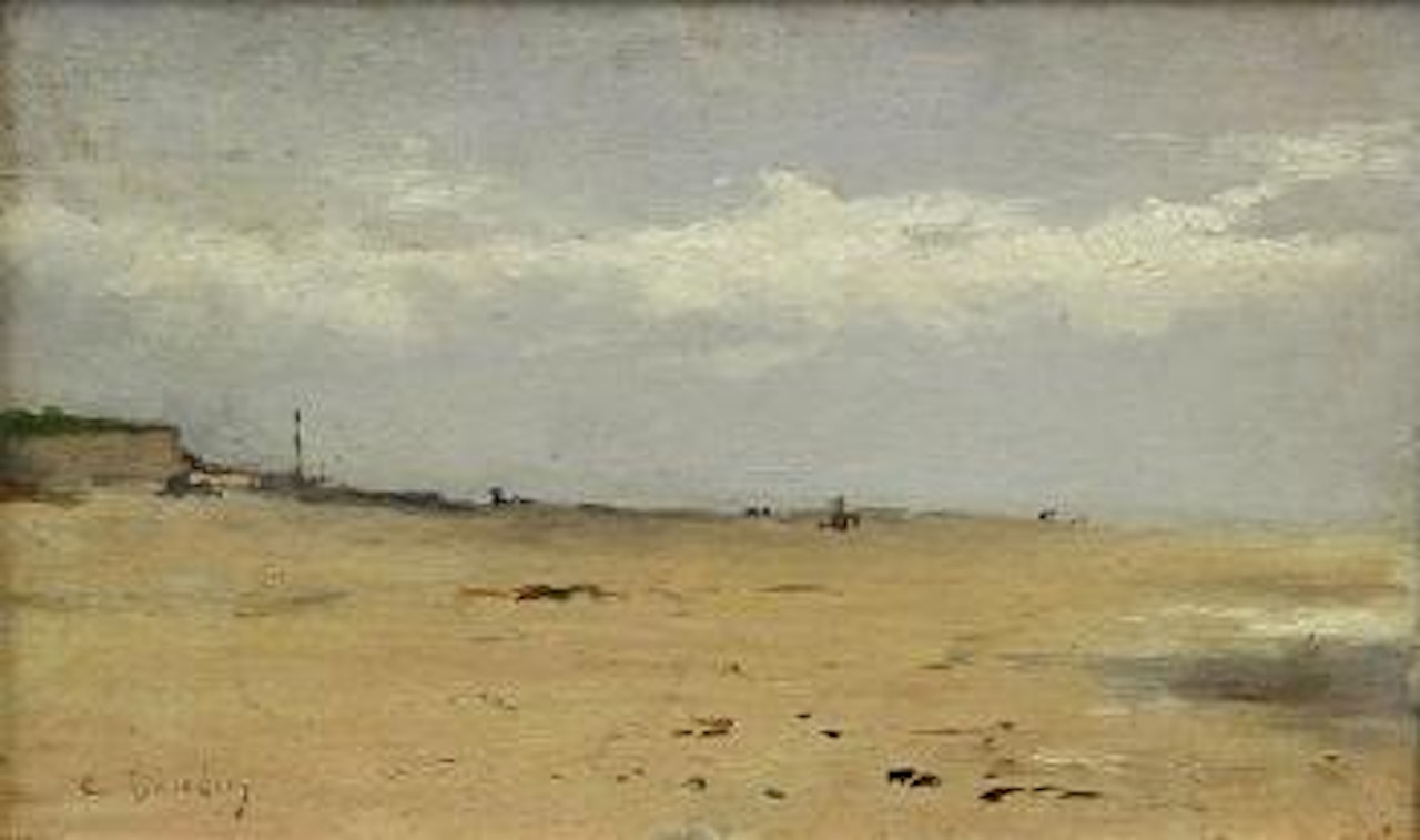 Beach Scene with Figures and Boats by Eugène Boudin