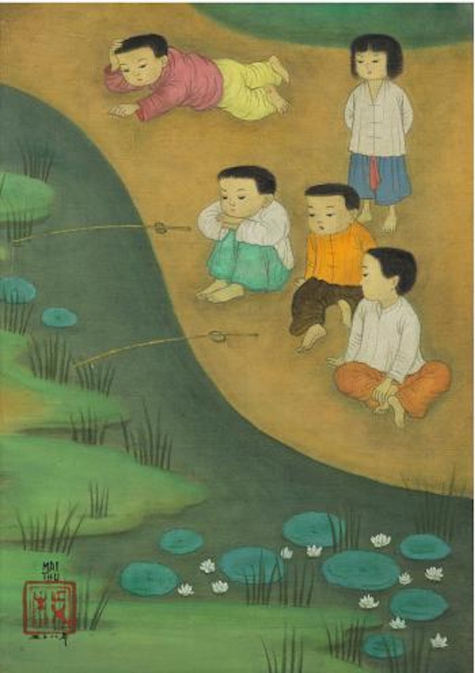 Enfants Au Bord De La Rivière (Children by the Riverfront) by Mai Trung Thu