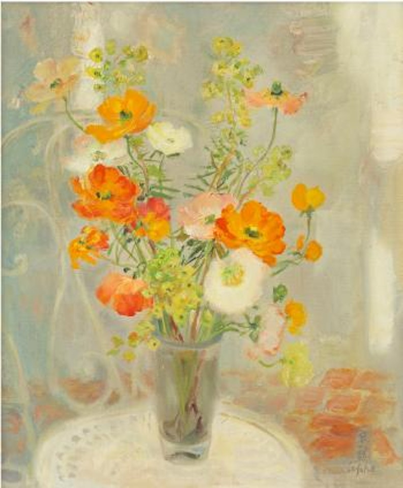 A Vase of Flowers on a Chair by Le Pho