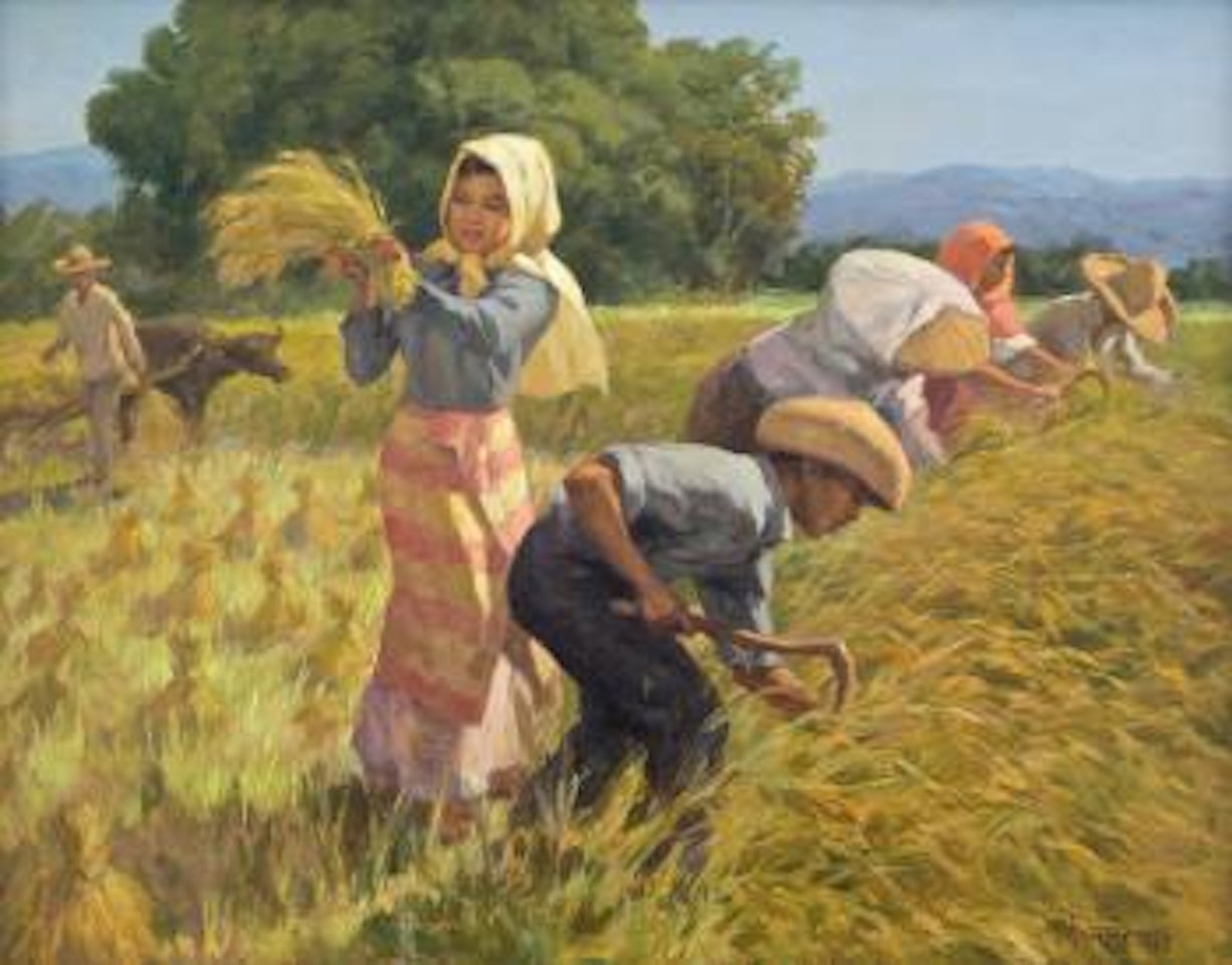 Rice harvesting by Fernando Amorsolo