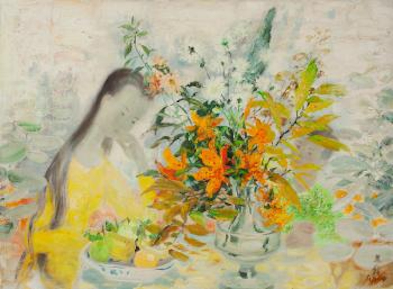 Lady with Flowers by Le Pho
