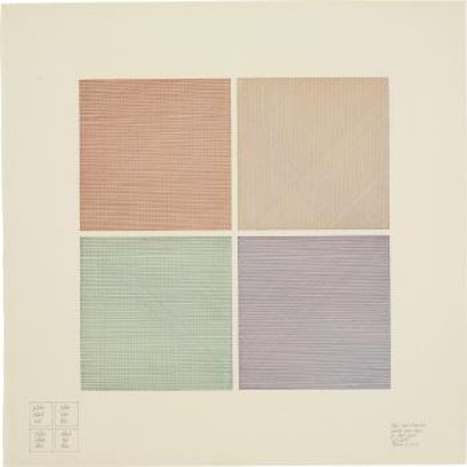 Four-Part Drawing using Three Colors in Each Part by Sol LeWitt