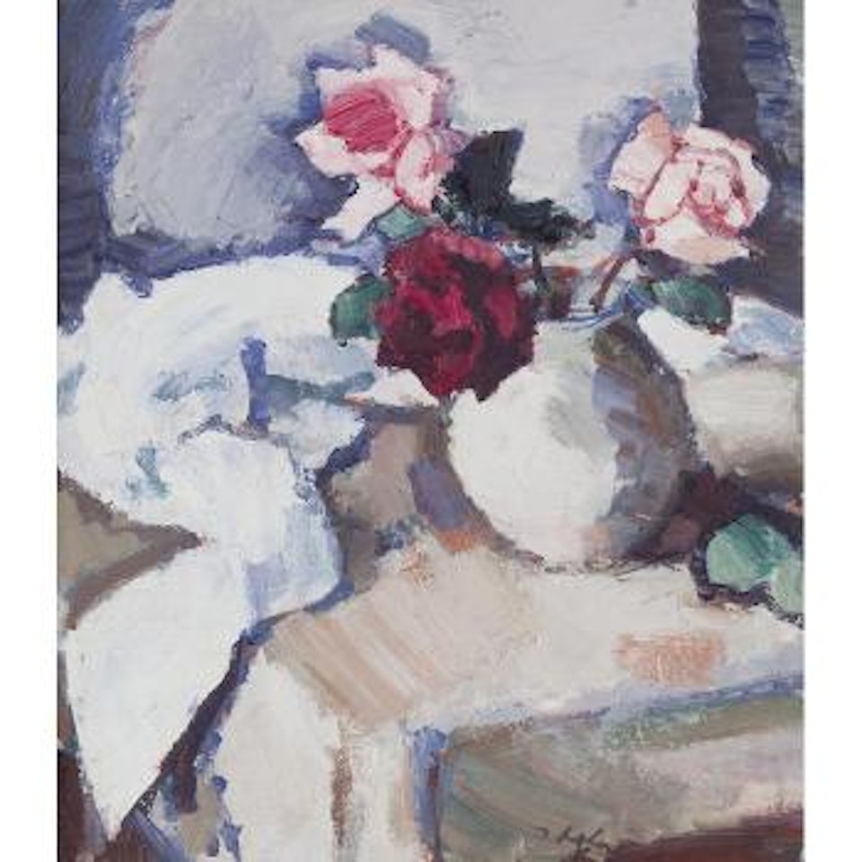 Dark Roses in Pot by Samuel John Peploe