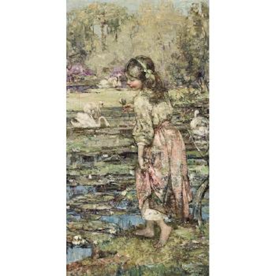 Girl and Swans by Edward Atkinson Hornel