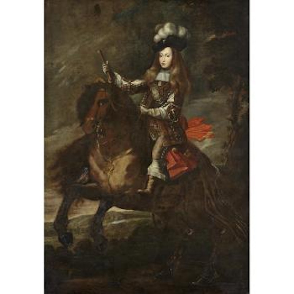 An equestrian Portrait of a young Nobleman, full length by Italian School