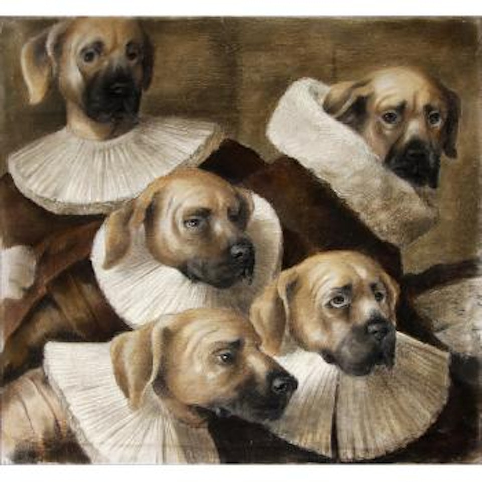 Dogs in 17th Century costume by English School