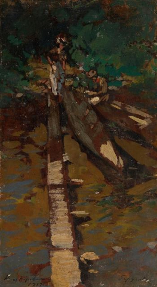 Fishermen Mending a Boat, Garusovo by Konstantin Alekseevich Korovin