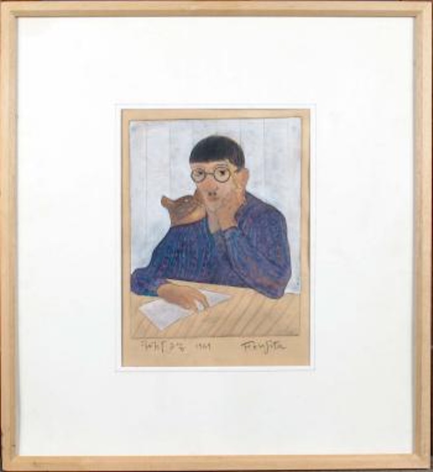 Autoportrait au chat by Leonard Tsuguharu Foujita