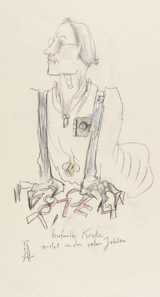 Hartmuth Kralle nistet in den roten Zahlen by Horst Janssen