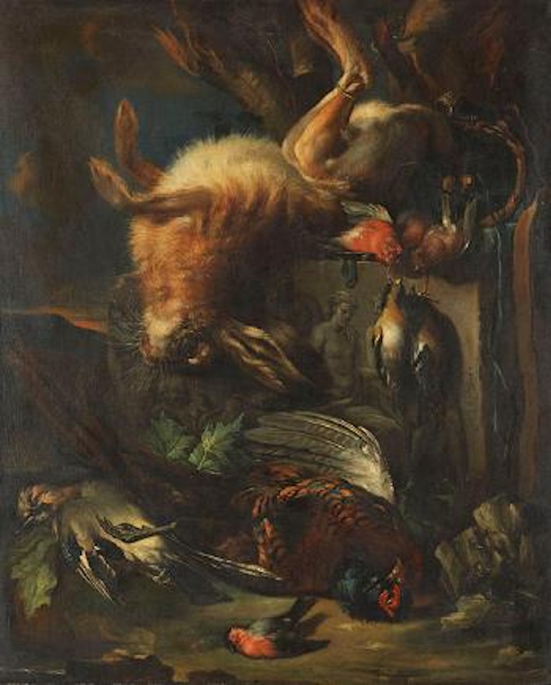 Jagdstillleben mit Hase und Vögeln by Franz Werner von Tamm