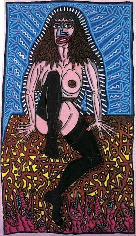 Geneviève en Madone à tête de sérieux by Robert Combas
