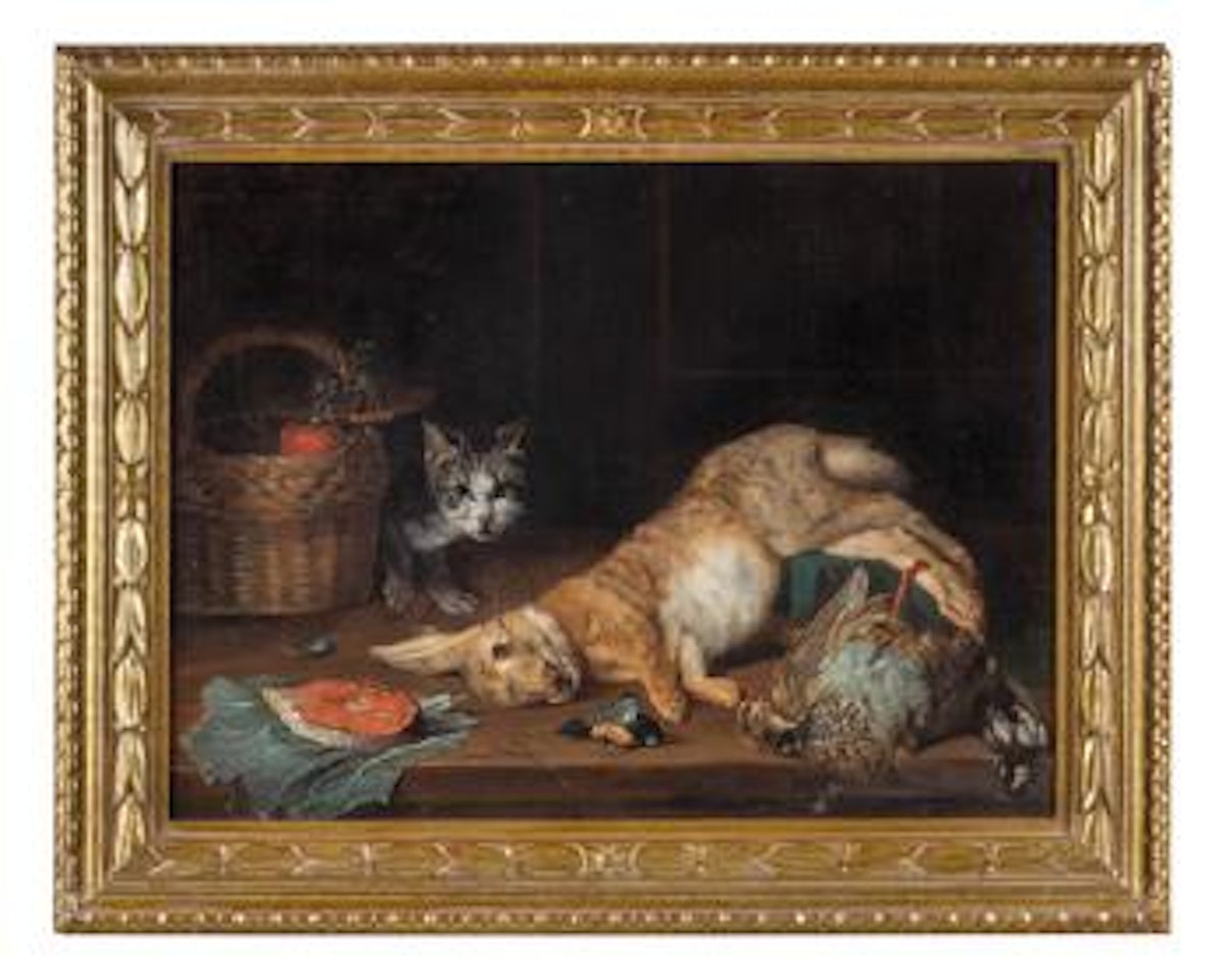 Natura morta con gatto by Flemish School