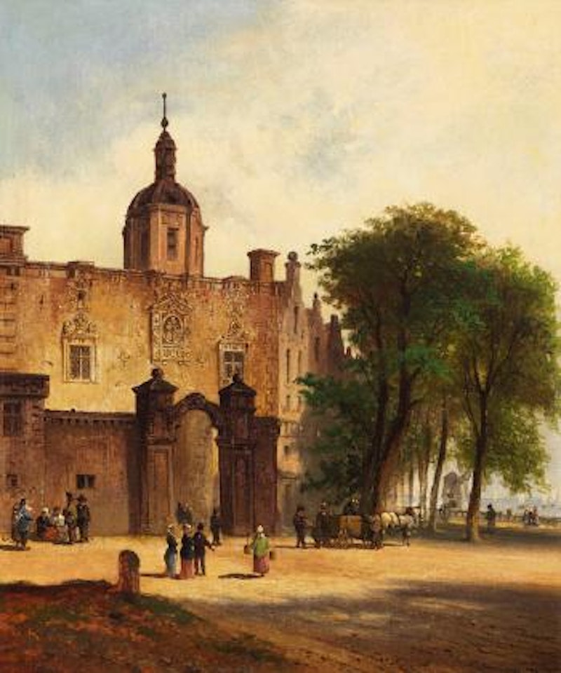 Ansicht des Groothoofdspoort in Dordrecht by Anton Doll