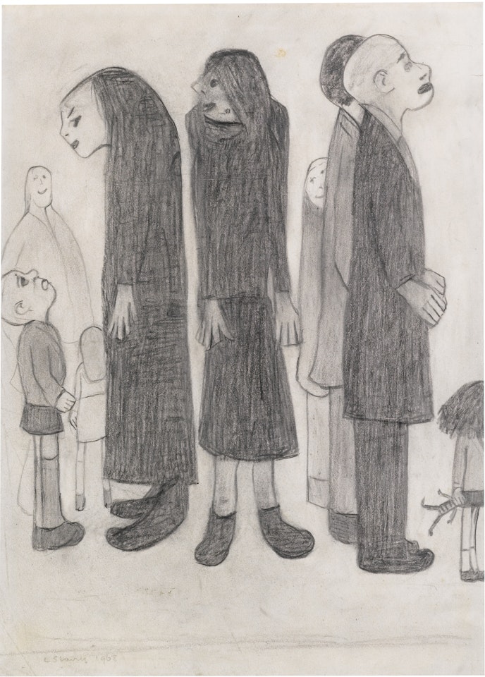 GROUP OF NINE FIGURES by Laurence Stephen Lowry