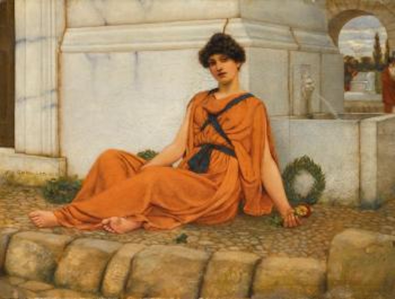 Repose, The Flower Girl by JOHN WILLIAM GODWARD, R.B.A.