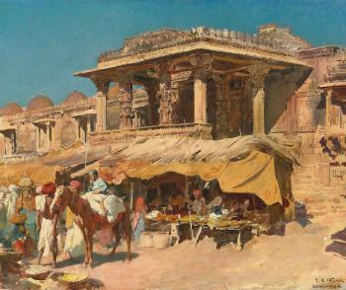 The Market in Ahmadabad, India by Edwin Lord Weeks
