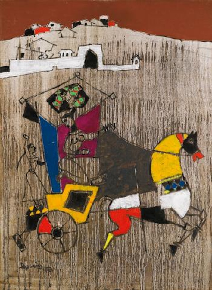 Untitled (Lady on a Chariot) by M.F. Husain