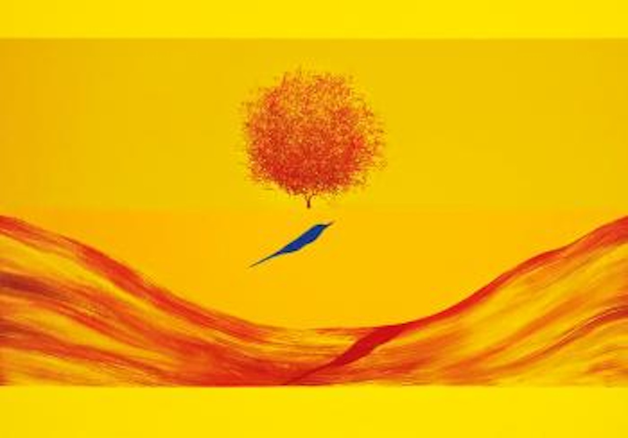 Untitled (Bird, Tree and Mountain) by Jagdish Swaminathan