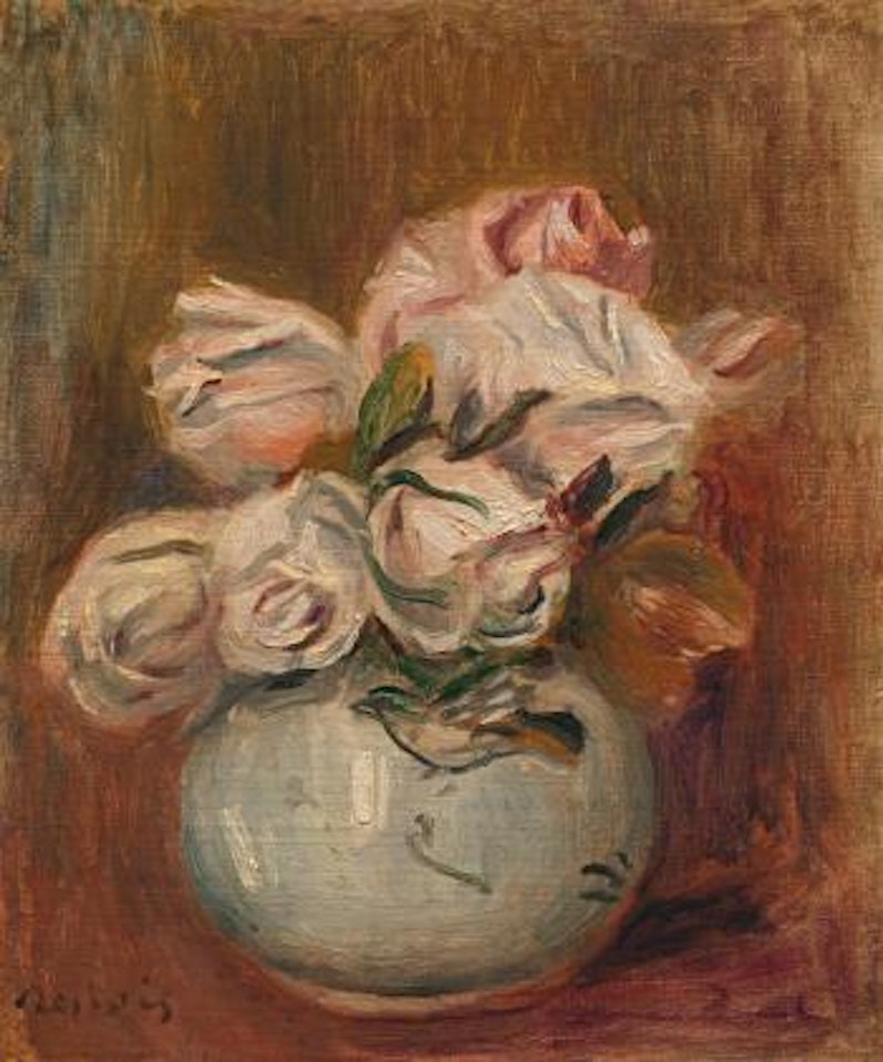 Roses Blanches Dans Un Vase by Pierre-Auguste Renoir