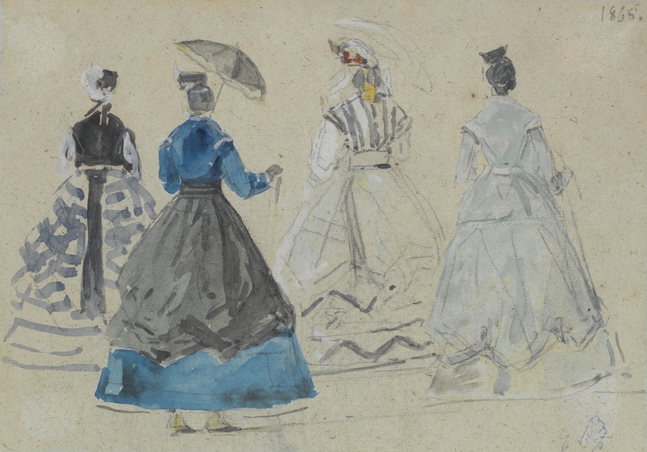 ÉTUDE DE QUATRE CRINOLINES by Eugène Boudin