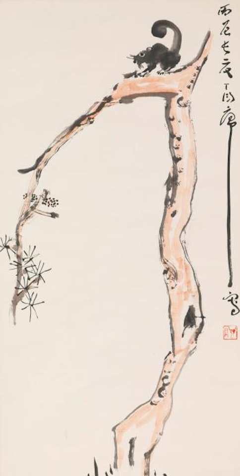 Squirrel On Pine Tree by Ding Yanyong