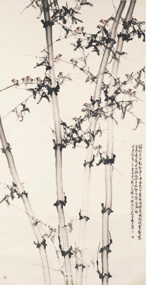 Sparrows And Bamboo by Zhao Shao'ang