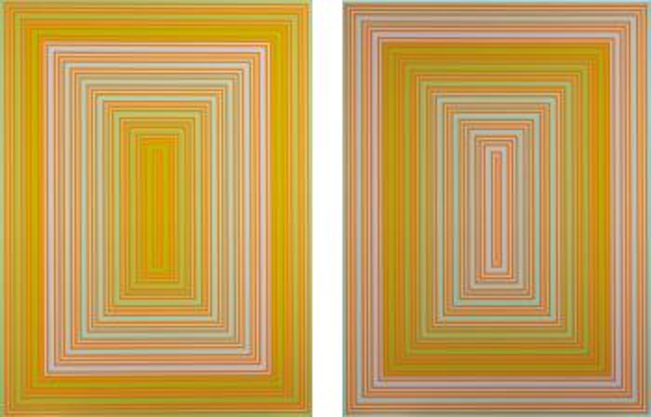 Dawn - Cool Rectangle; Dawn - Warm Rectangle by Richard Anuszkiewicz