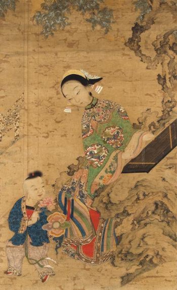 Court Lady and Boy by Chinese School