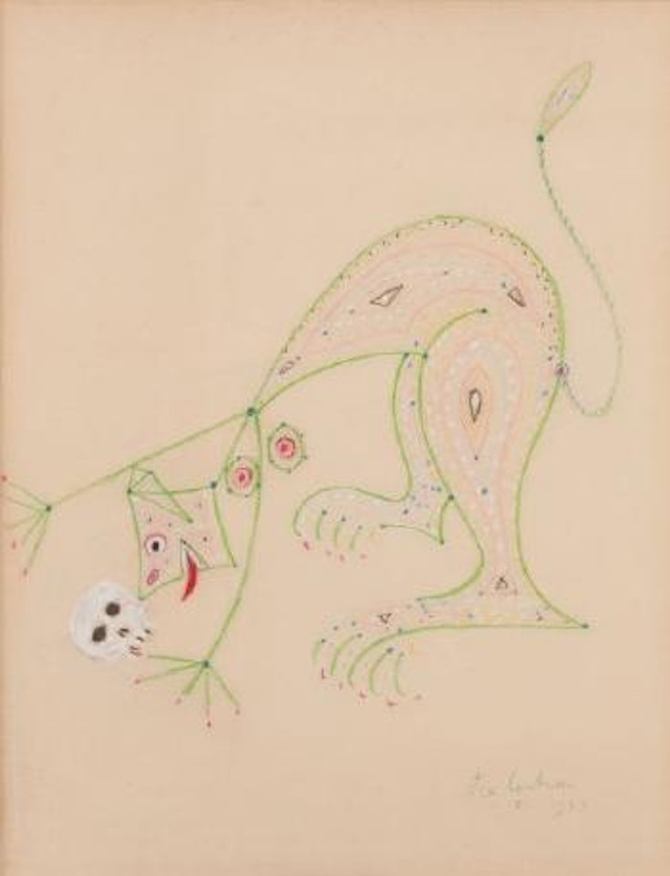 Cat Lady with Skull by Jean Cocteau