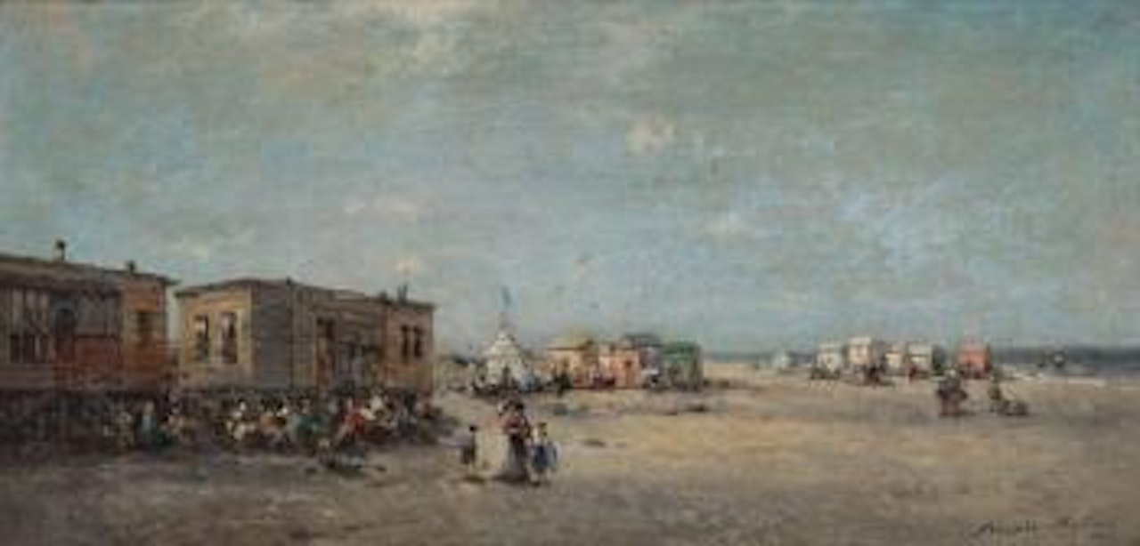 Vue d'une plage animée by François Etienne Musin