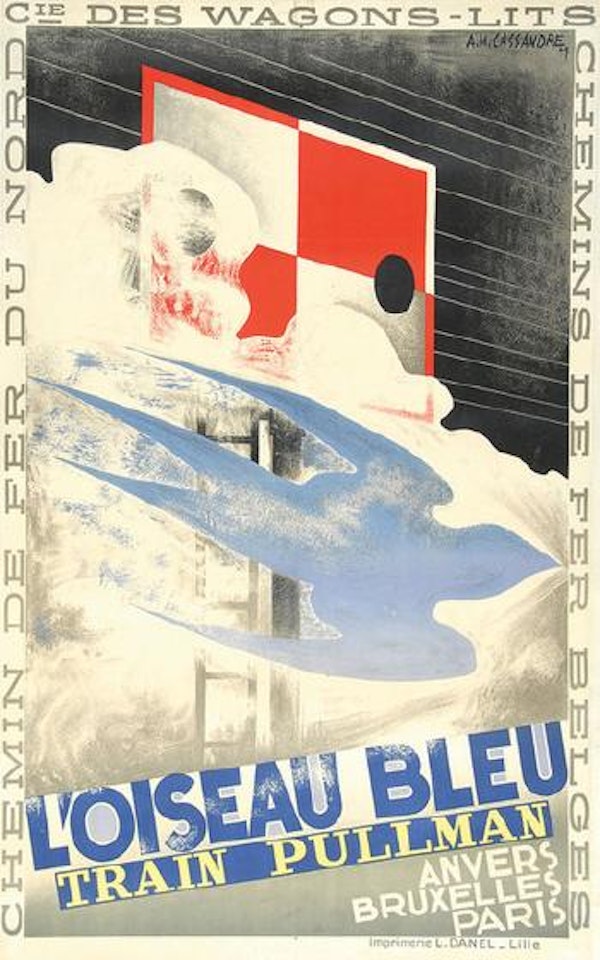 L'oiseau bleu, train pulman by Cassandre (Adolphe Jean-Marie Mouron)