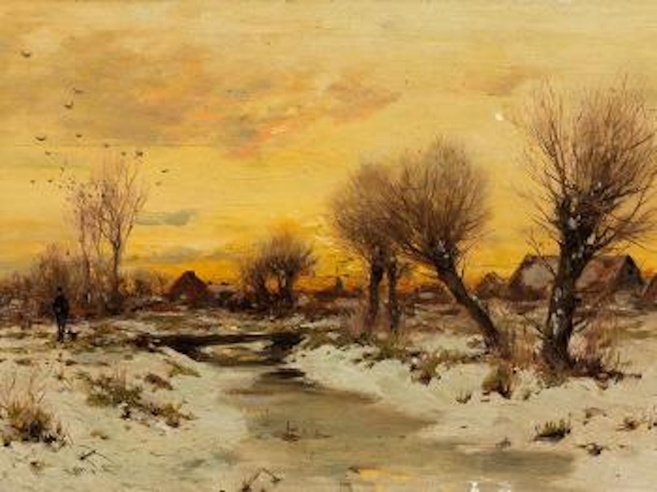 Wintry Village Landscape by Walter Moras