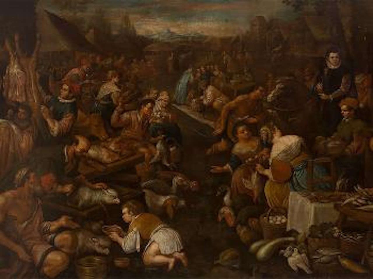 Market Scene by Leandro Bassano
