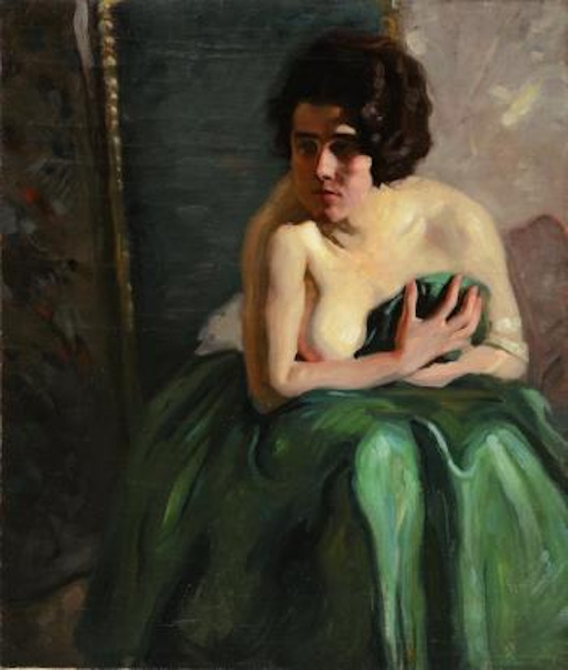 Nude woman looking in mirror by Ernest Martin Hennings