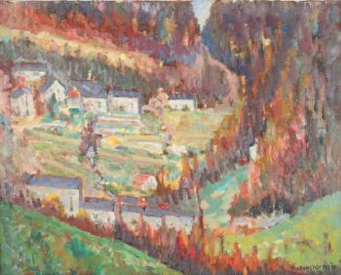 Village in a Fall Landscape by Victor Charreton