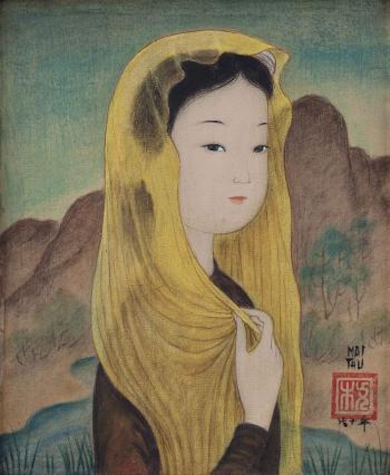Girl with a Yellow Scarf by Mai Trung Thu