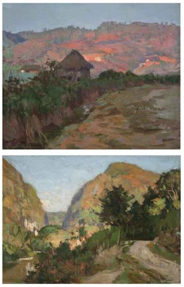 View of Montalban, Rizal; & View of Trinidad, Benguet by Fernando Amorsolo
