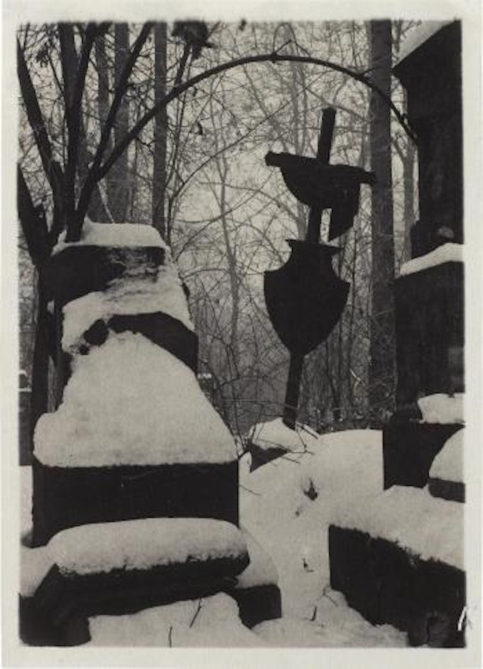 Mala Strana Cemetery in the snow by Josef Sudek