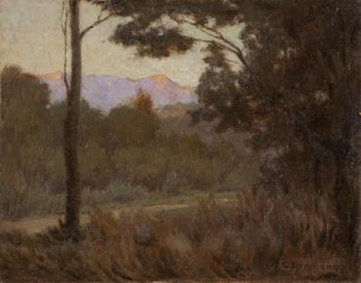Sunset glow on Foothills by Granville Redmond