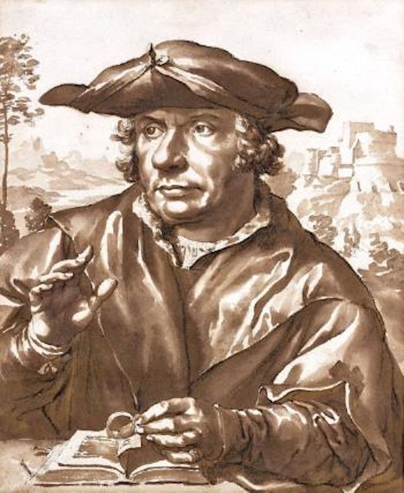 Portrait d'un érudit, d'après Quentin Metsys by Jan de Bisschop