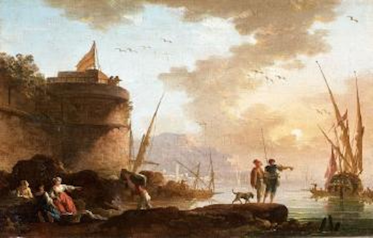 Littoral méditerranéen animé de personnages by Charles François Grenier de Lacroix de Marseille
