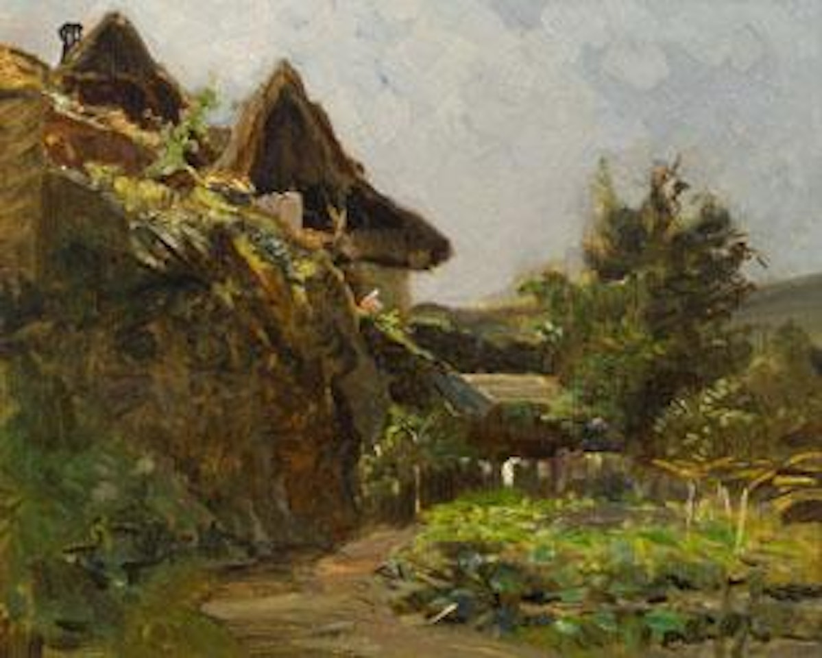 Bauerngarten mit Haus by Olga Wisinger-Florian
