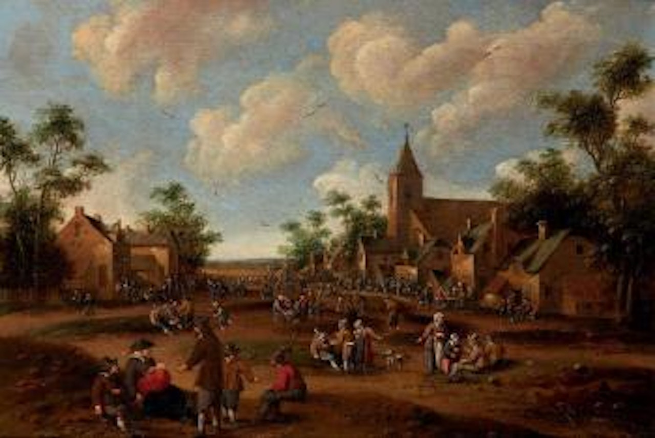Entrée de village animé by Cornelis Droochsloot