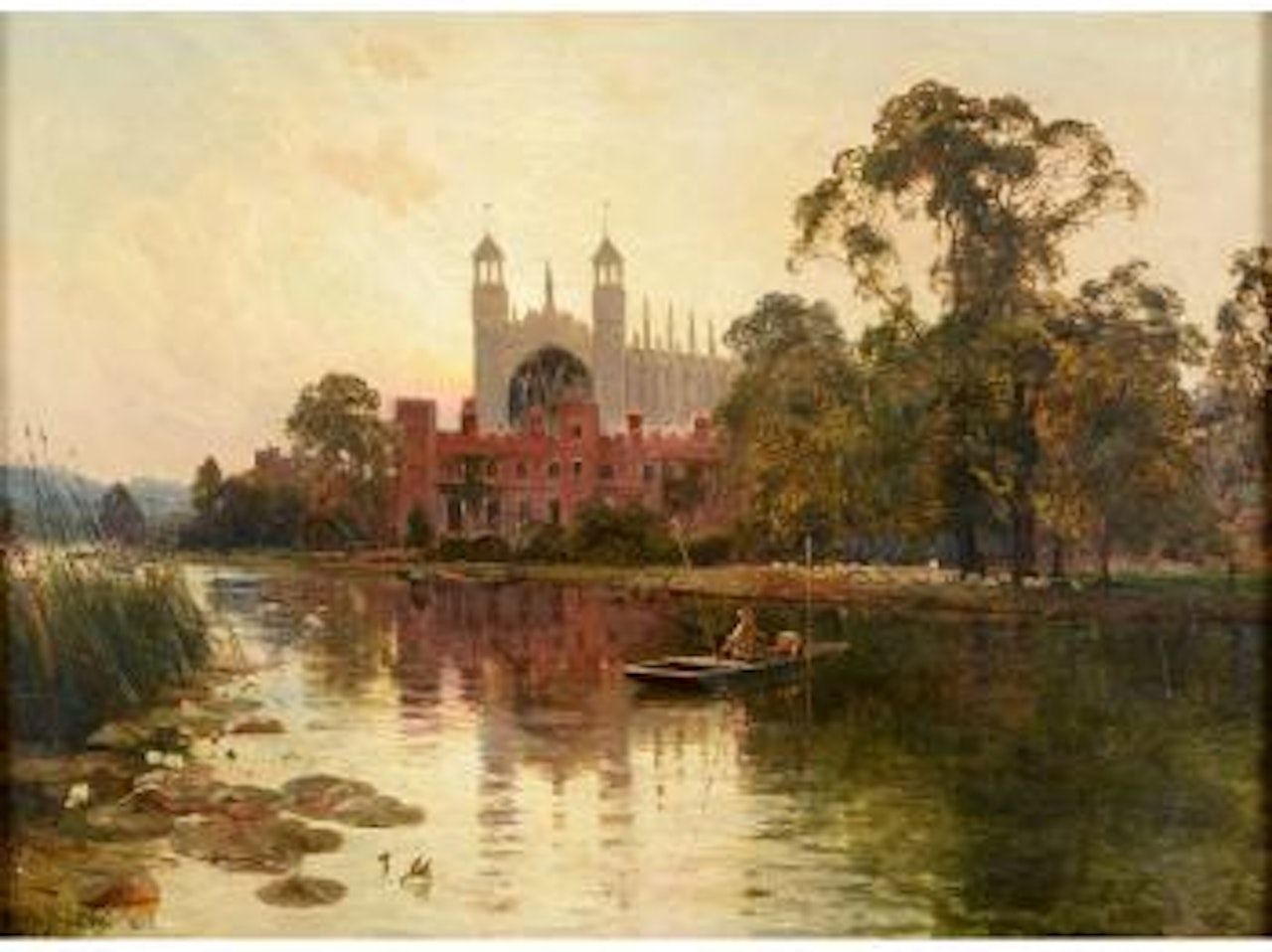 Eton college from the Thames by Alfred de Breanski
