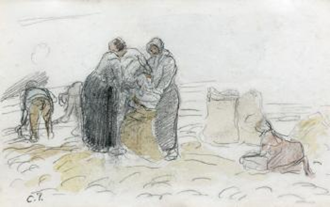 La récolte à Auvers. Deux oies by Camille Pissarro