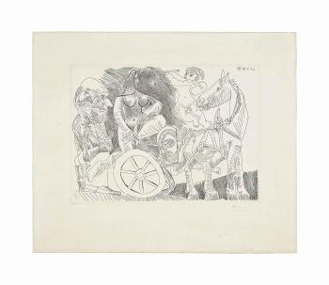 Char Romain MontÃ© Par Un AthlÃ¨te FÃ©minin, Avec Amour et Vieillards, From: SÃ©ries 347 by Pablo Picasso